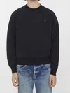 Ami Alexandre Mattiussi Ami De Coeur Logo-embroidered Pullover Sweatshirt In Black