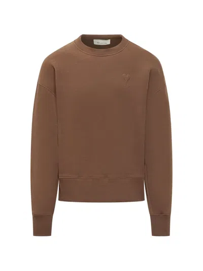 Ami Alexandre Mattiussi Ami De Coeur Sweatshirt In Brown