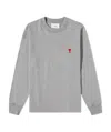 Ami Alexandre Mattiussi Ami Paris Ami De Coeur Logo Embroidered Long-sleeved T-shirt In Gray