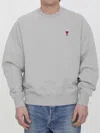 Ami Alexandre Mattiussi Ami De Coeur Organic-cotton Sweatshirt In Grey