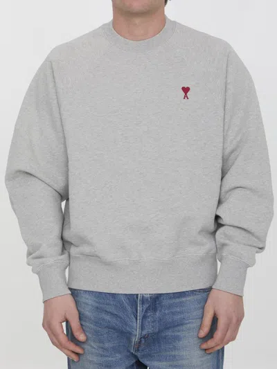 Ami Alexandre Mattiussi Ami De Coeur Organic-cotton Sweatshirt In Grey