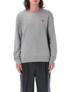 Ami Alexandre Mattiussi Ami Paris Ami De Coeur Logo Embroidered Long-sleeved T-shirt In Heather Grey