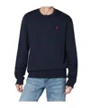 Ami Alexandre Mattiussi Ami Navy Blue Cotton Jersey Sweater With Signature Embroidered Motif In Blue