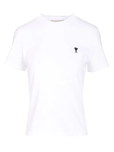 Ami Alexandre Mattiussi Ami Paris Tshirt Ami De Coeur Contraste Cropp In White