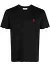 Ami Alexandre Mattiussi Ami Paris Men Black T-shirt With Ami De Coeur Embroidery On The Front In Cotton Man In 黑色