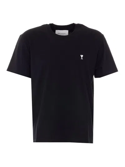 Ami Alexandre Mattiussi Ami De Coeur Logo-embroidered T-shirt In Gray