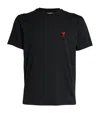Ami Alexandre Mattiussi Logo-embroidered Organic Cotton-jersey T-shirt In Black