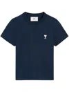 Ami Alexandre Mattiussi Navy Cotton Cropped T-shirt Blue In Blau