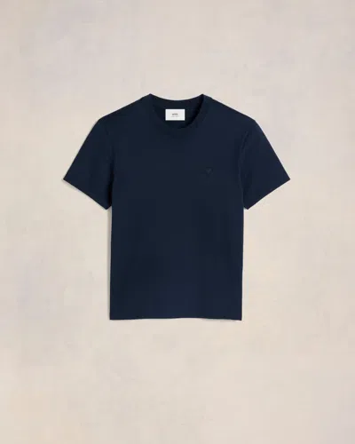 Ami Alexandre Mattiussi Logo-embroidered T-shirt In Night Blue