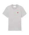 Ami Alexandre Mattiussi Logo-embroidered Organic Cotton T-shirt In Gray