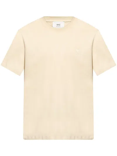 Ami Alexandre Mattiussi Ami Paris Men Ami Paris Beige T-shirts In Cream