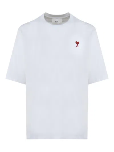 Ami Alexandre Mattiussi Ami De Coeur Logo-embroidered T-shirt In White