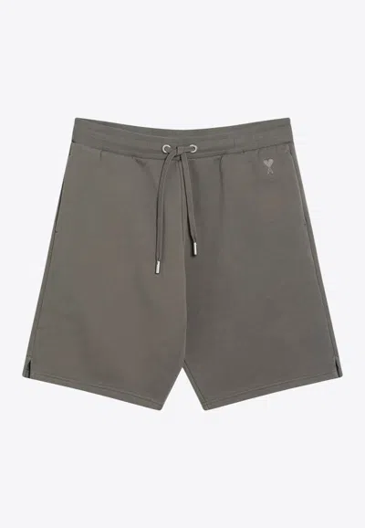 Ami Alexandre Mattiussi Ami De Coeur Track Shorts In Gray
