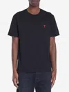 Ami Alexandre Mattiussi T-shirt In Cotone Biologico Con Ricamo Logo In Contrasto In Blue