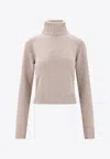 Ami Alexandre Mattiussi Ami De Coeur Turtleneck Cashmere Sweater In Beige