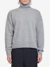 Ami Alexandre Mattiussi Ami Grey Turtleneck Sweater With Ribbed Detailing In Gray