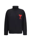 Ami Alexandre Mattiussi Ami De Caur Virgin Wool Turtleneck Sweater In Black