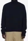 Ami Alexandre Mattiussi Heart Friend Turtleneck Sweater Blend In Blue