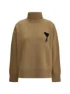 Ami Alexandre Mattiussi Ami Paris Women Ami De Coeur Turtleneck Sweater In Brown