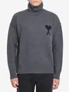 Ami Alexandre Mattiussi Ami Paris Men Ami De Coeur Turtleneck Sweater In Gray