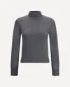 Ami Alexandre Mattiussi Cropped Cashmere Blend Turtleneck Sweater With Ribbed Detailing In Gray