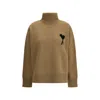Ami Alexandre Mattiussi Ami Paris Women Ami De Coeur Turtleneck Sweater In Brown