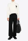 Ami Alexandre Mattiussi Ami De Coeur Turtleneck Wool Sweater In White