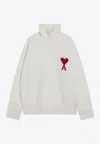 Ami Alexandre Mattiussi Ami Paris White Ami De Coeur Turtleneck Sweater Women In White
