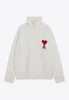 Ami Alexandre Mattiussi Ami Paris Turtleneck Sweater Ami De Coeur White In White