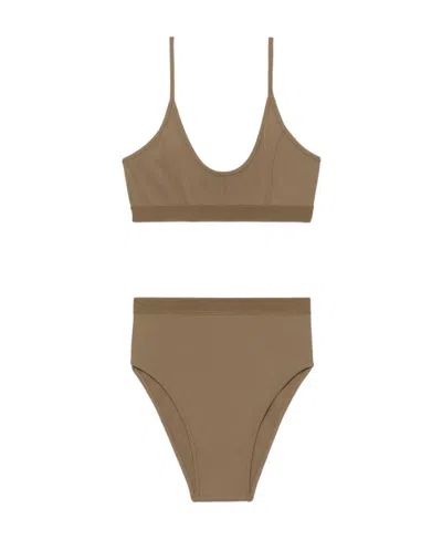 Ami Alexandre Mattiussi Ami De Coeur Two Pieces Swimwsuit In Brown