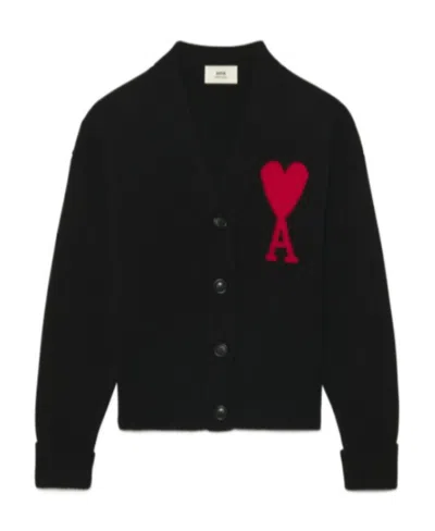 AMI ALEXANDRE MATTIUSSI AMI AMI DE COEUR INTARSIA-KNITTED CARDIGAN