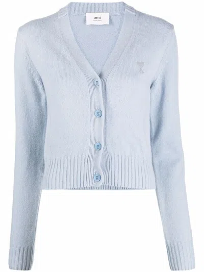 Ami Alexandre Mattiussi Ami De Coeur V-neck Cardigan In Blue
