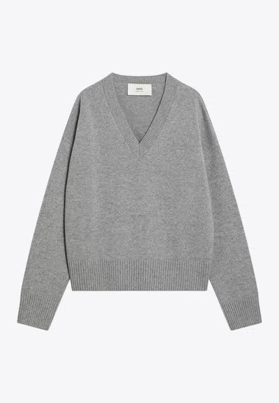 AMI ALEXANDRE MATTIUSSI AMI DE COEUR V-NECK SWEATER