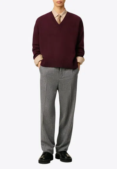 AMI ALEXANDRE MATTIUSSI AMI DE COEUR V-NECK WOOL SWEATER