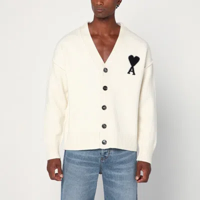 Ami Alexandre Mattiussi Ami Paris Ami Paris De Coeur Cardigan In Neutral