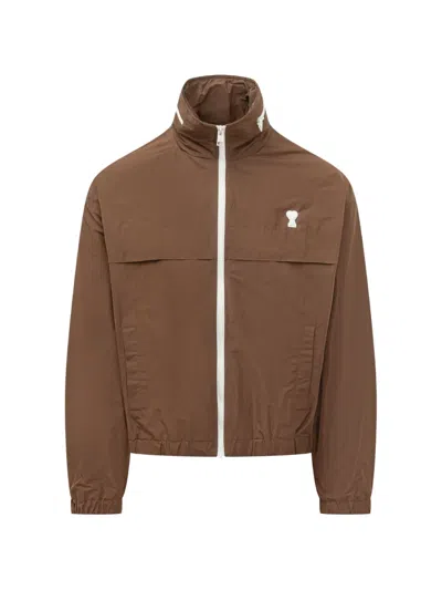 Ami Alexandre Mattiussi Ami De Coeur Windbreaker In Brown