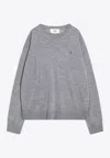 Ami Alexandre Mattiussi Ami Paris Gray Ami De Coeur Sweater In Wool And Silk In Gray