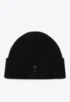 Ami Alexandre Mattiussi Ami Paris Ami De Coeur Black Wool Hat Men