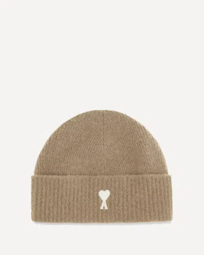 Ami Alexandre Mattiussi Ami Paris Amubo005kn0135a278bb Wool Ribbed Knit Beanie In Brown