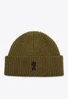 Ami Alexandre Mattiussi Ami De Coeur Wool Beanie In Green