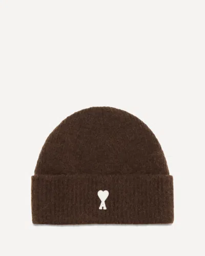 Ami Alexandre Mattiussi Ami Paris Amubo005kn0135a362bb Wool Knit Beanie In Brown