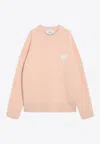 Ami Alexandre Mattiussi Ami Paris Powder Pink Wool Blend Sweater Ami De Coeur Men In Pink