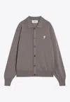 Ami Alexandre Mattiussi Ami De Coeur Wool Cardigan In Gray