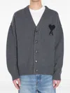 Ami Alexandre Mattiussi Ami Paris Ami De Coeur Heather Grey Wool Cardigan Men In Gray