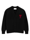 Ami Alexandre Mattiussi Ami Paris Ami Paris De Coeur Wool Cardigan In Black