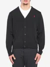 Ami Alexandre Mattiussi Ami Classic V-neck Cardigan With Button-down Front In Black