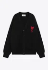 Ami Alexandre Mattiussi Ami Paris Ami Paris De Coeur Wool Cardigan In Black