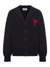 Ami Alexandre Mattiussi Ami Paris Ami Paris De Coeur Wool Cardigan In Black