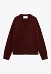 Ami Alexandre Mattiussi Ami Paris Cardigan Ami De Coeur Cherry Color In Wool And Cashmere Men In Burgundy