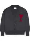 Ami Alexandre Mattiussi Ami Paris Ami De Coeur Heather Grey Wool Cardigan Men In Grey